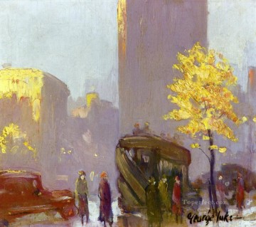 Quinta Avenida Nueva York George Luks paisaje urbano escenas callejeras ciudad de otoño Pinturas al óleo